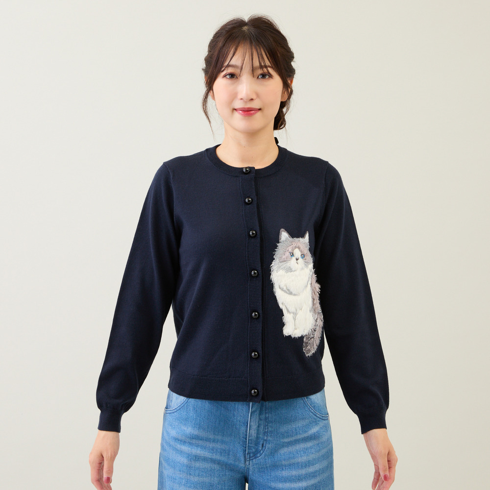 ねこ刺繍ニットカーディガン13