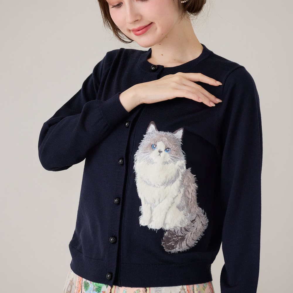 ねこ刺繍ニットカーディガン4