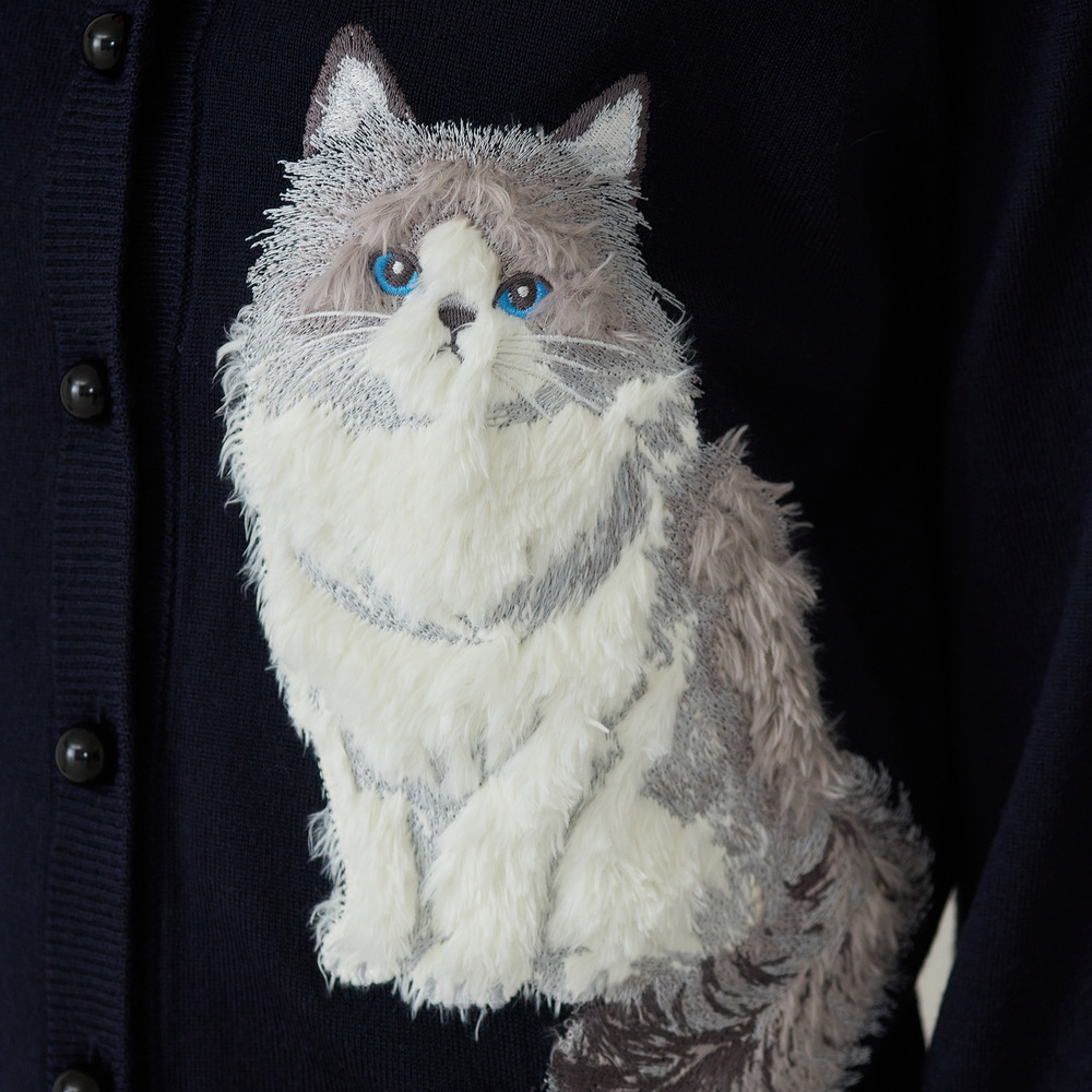 ねこ刺繍ニットカーディガン5
