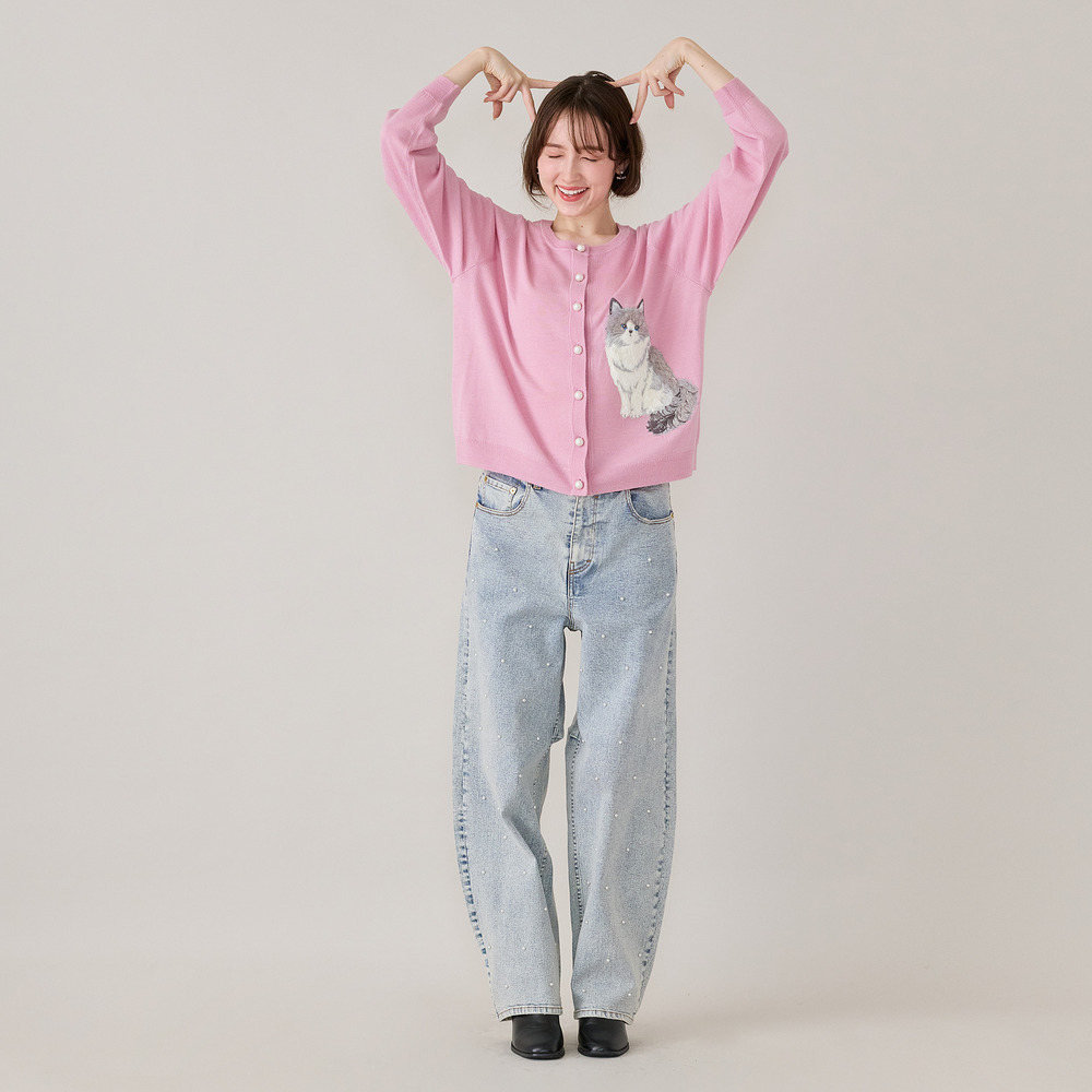 ねこ刺繍ニットカーディガン7