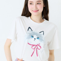 ネコプリント半袖Tシャツ