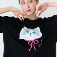 ネコプリント半袖Tシャツ