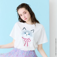 ネコプリント半袖Tシャツ