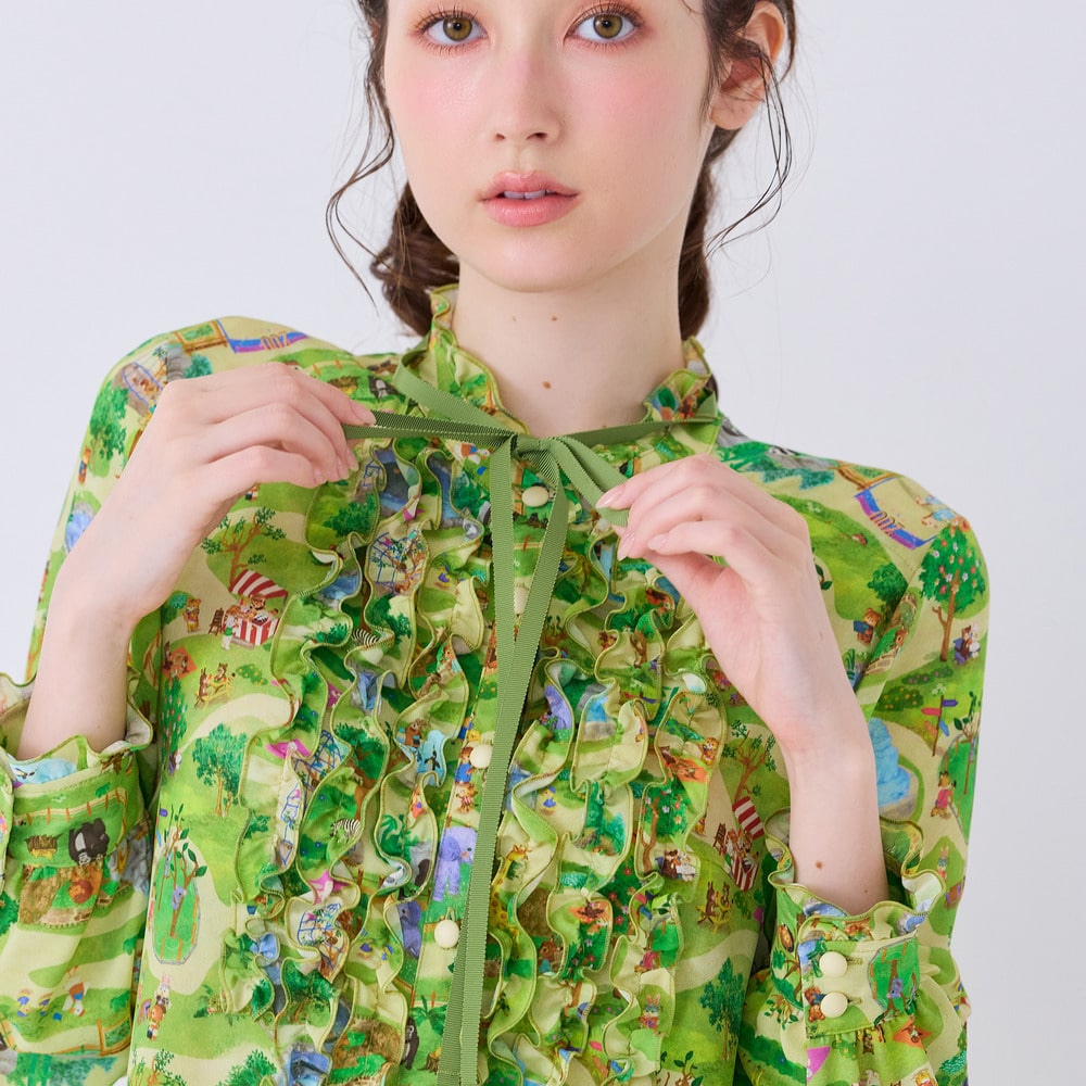 【22fabric】リボン付きフリルブラウス