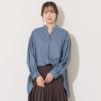 【手洗いOK】スキッパー襟・バックヘム切り替えブラウス
