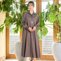 【手洗いOK】Aライン・オープンカラーワンピース