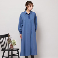 【手洗いOK】Aライン・オープンカラーワンピース