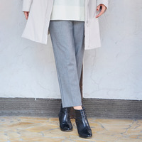 【手洗いOK・吸湿発熱】真空プリーツ・アンクル丈パンツ（千鳥）