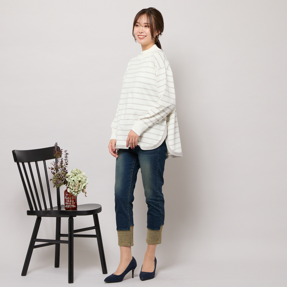 【手洗いOK・INDIMARKコラボ】デニムストレート・裾切り替えパンツ14