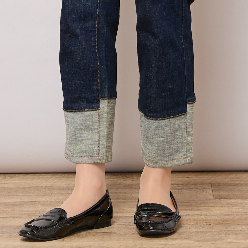 【手洗いOK・INDIMARKコラボ】デニムストレート・裾切り替えパンツ16