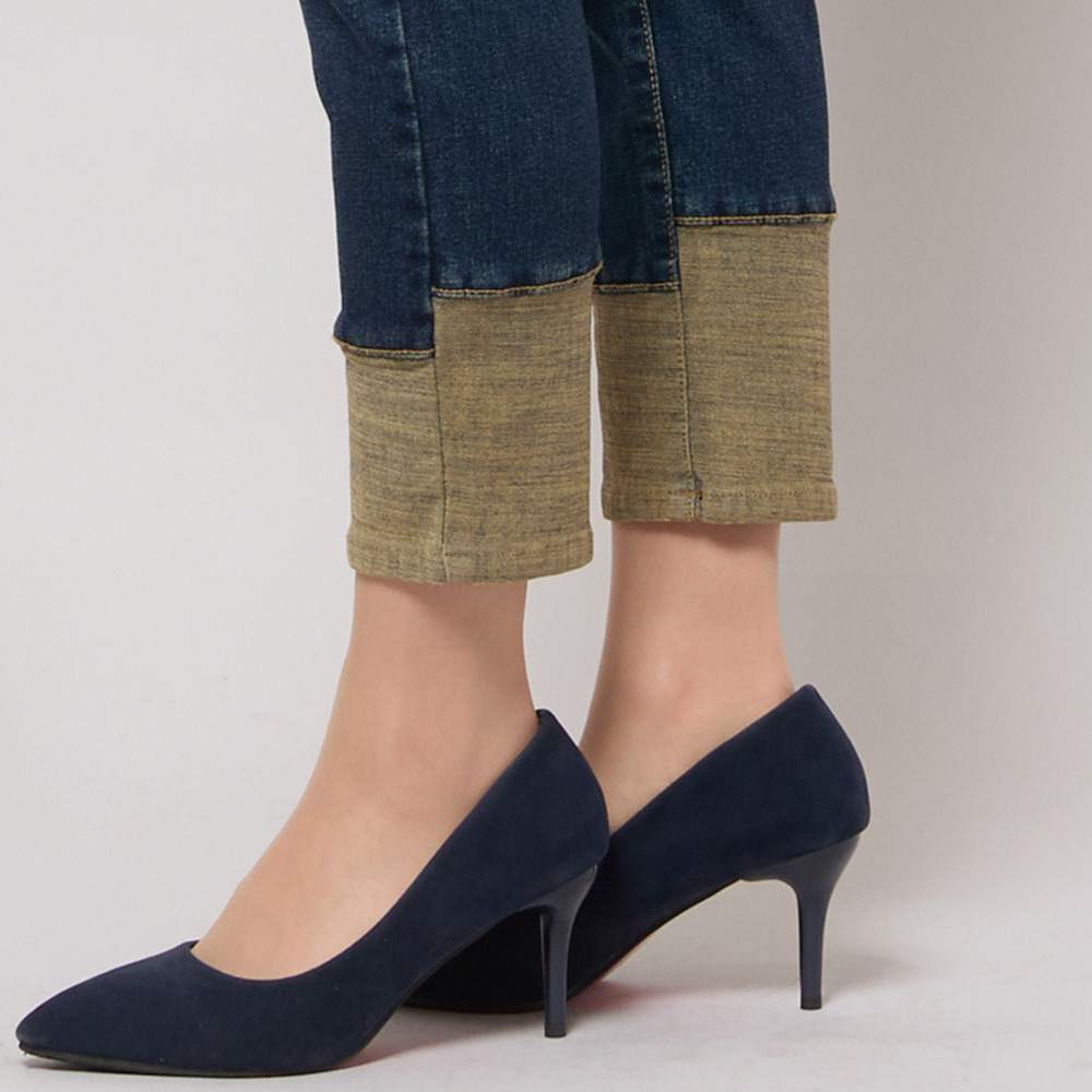 【手洗いOK・INDIMARKコラボ】デニムストレート・裾切り替えパンツ17