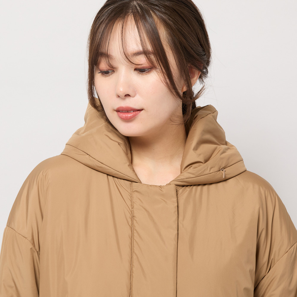 キャメル入り中綿ボリューム襟コート10