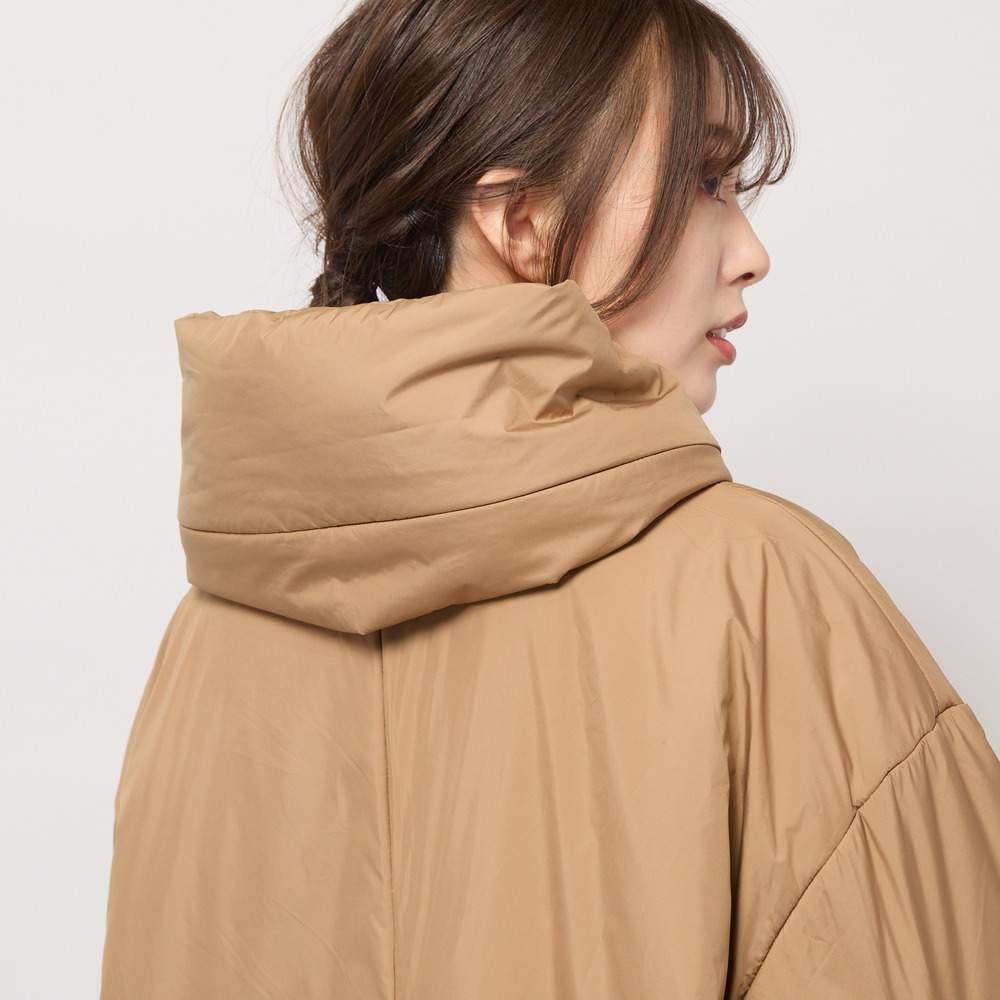 キャメル入り中綿ボリューム襟コート12