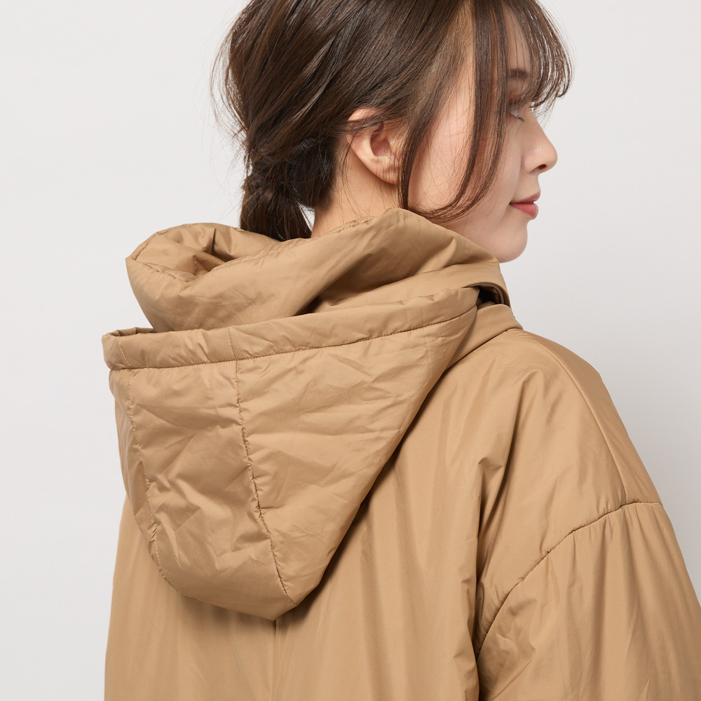キャメル入り中綿ボリューム襟コート13