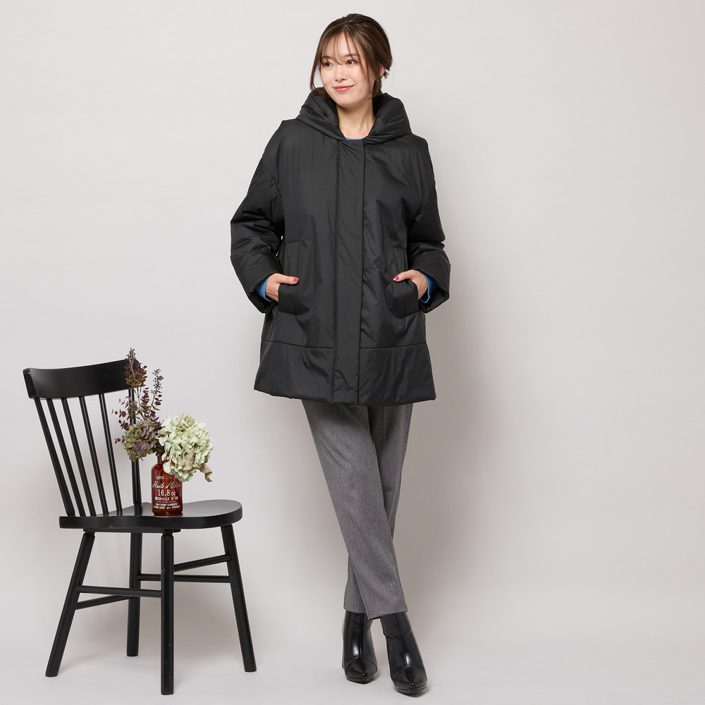 キャメル入り中綿ボリューム襟コート14