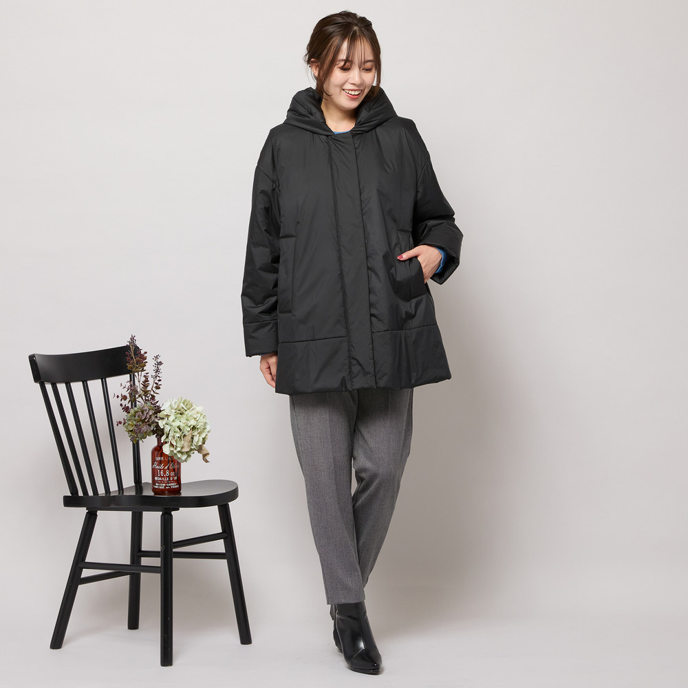 キャメル入り中綿ボリューム襟コート15