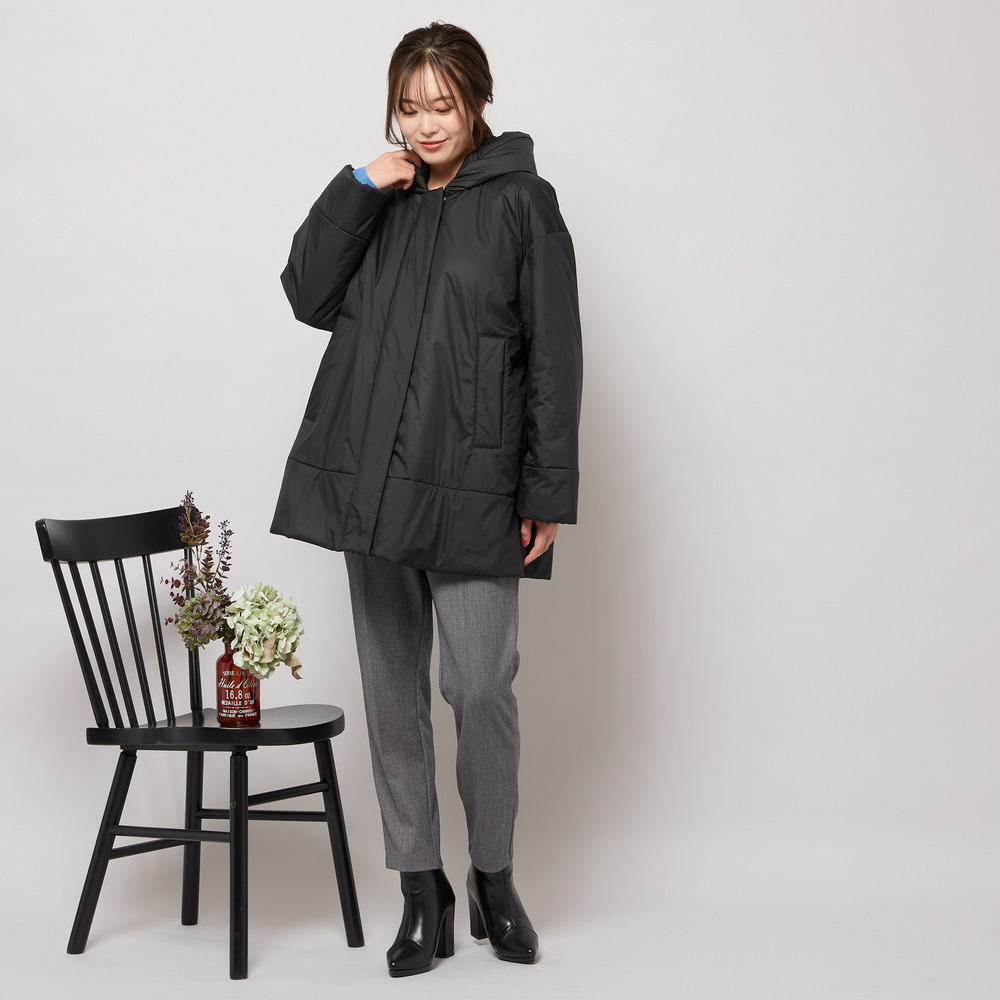 キャメル入り中綿ボリューム襟コート16