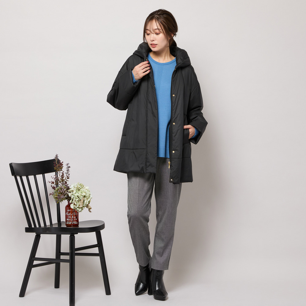 キャメル入り中綿ボリューム襟コート17