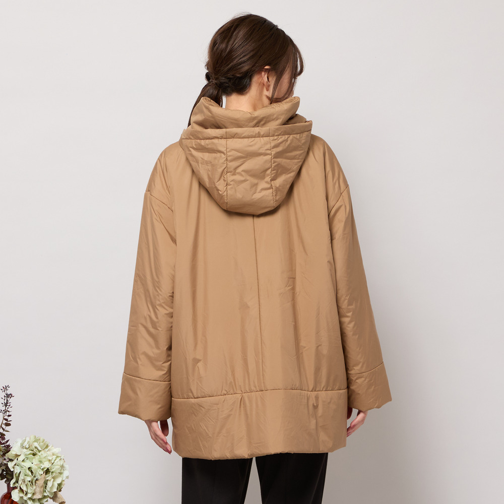 キャメル入り中綿ボリューム襟コート4