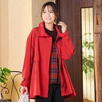 【撥水】Aラインシルエット・ラグランスリーブトレンチブルゾン