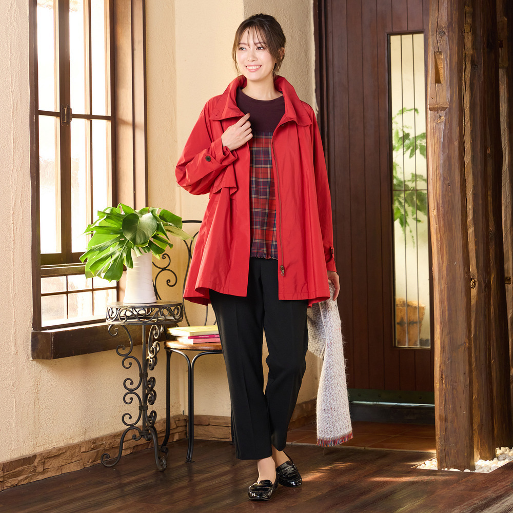 【撥水】Aラインシルエット・ラグランスリーブトレンチブルゾン17