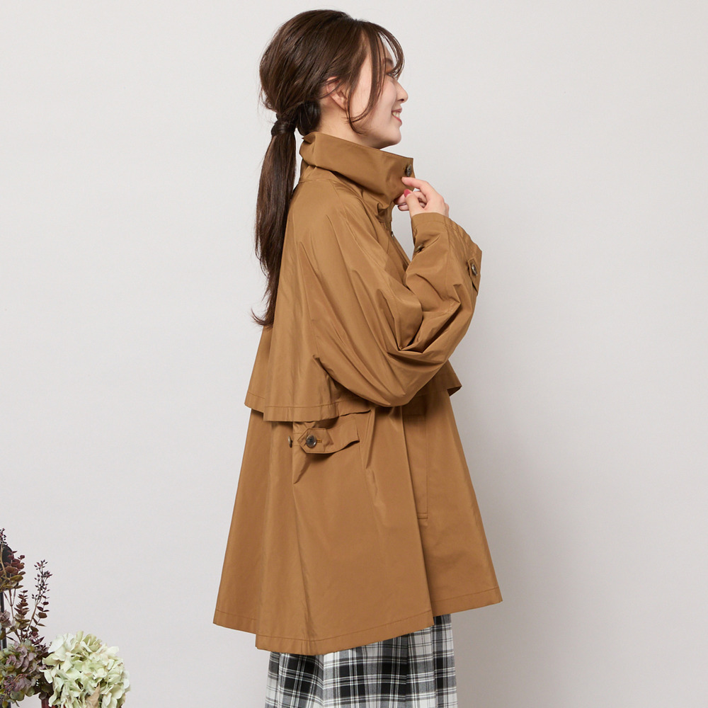 【撥水】Aラインシルエット・ラグランスリーブトレンチブルゾン2