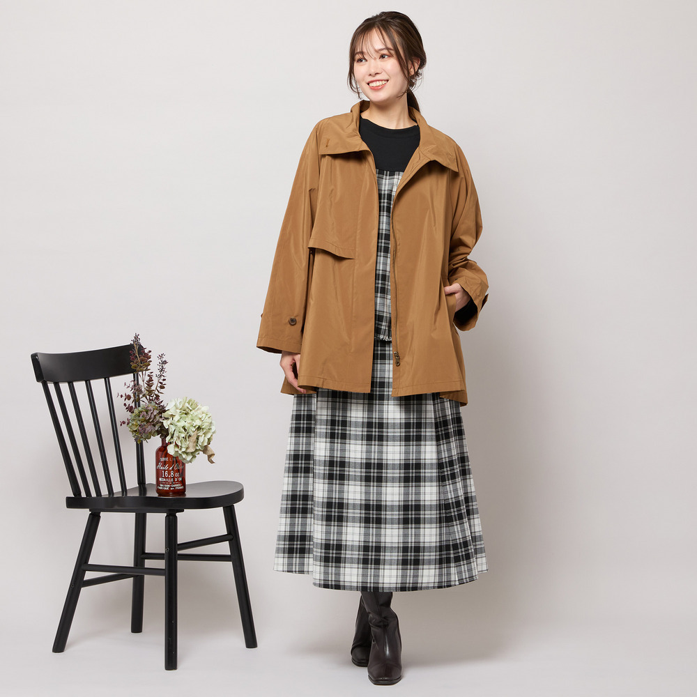 【撥水】Aラインシルエット・ラグランスリーブトレンチブルゾン4