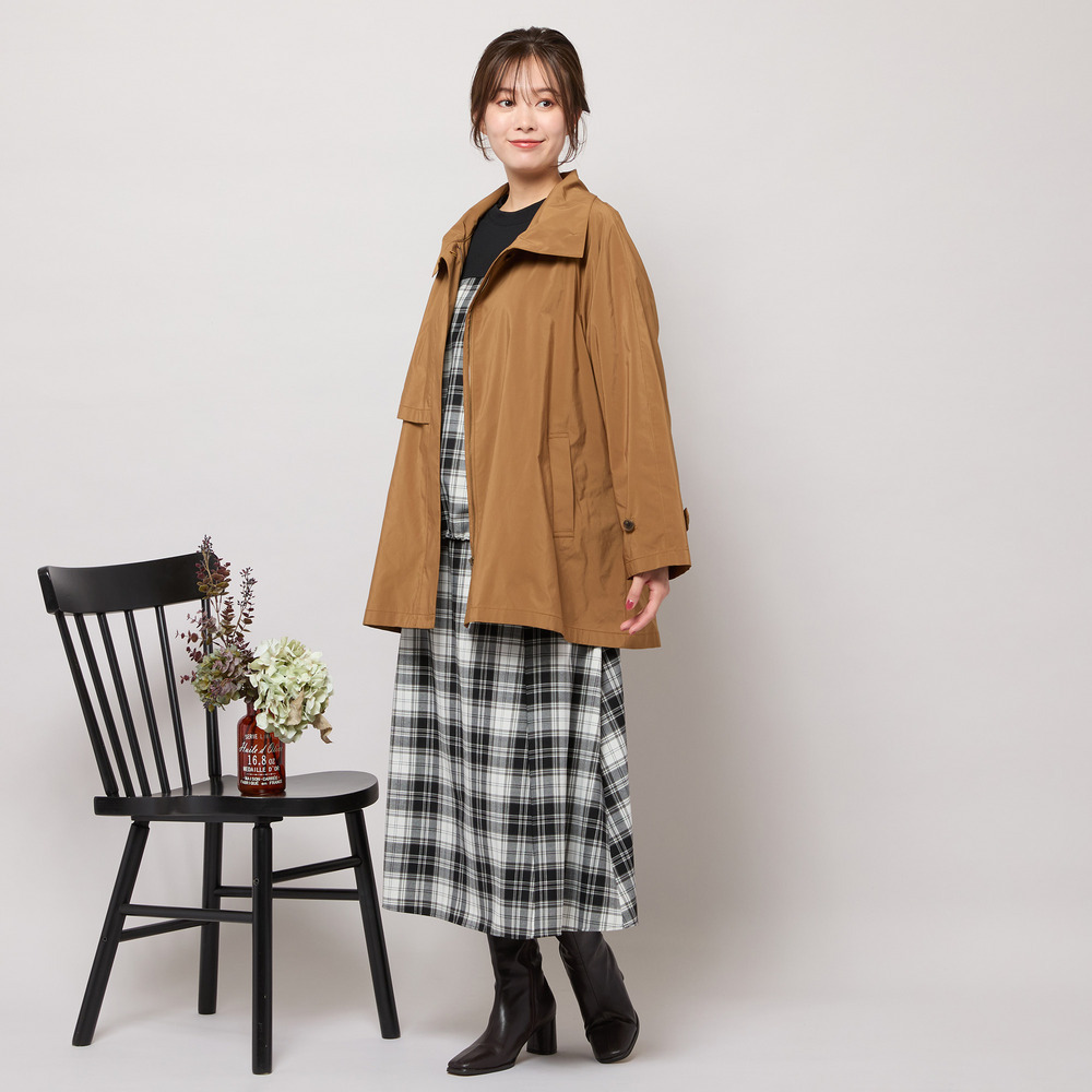 【撥水】Aラインシルエット・ラグランスリーブトレンチブルゾン5