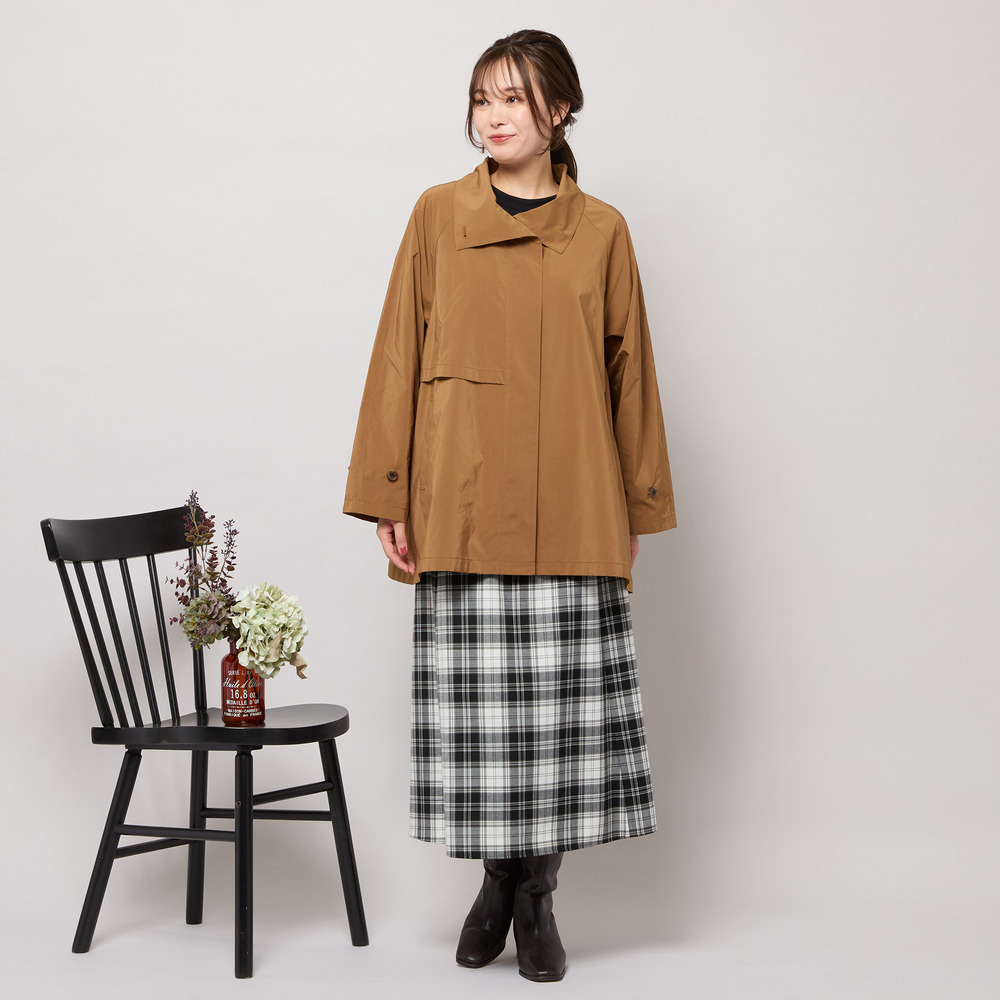 【撥水】Aラインシルエット・ラグランスリーブトレンチブルゾン6