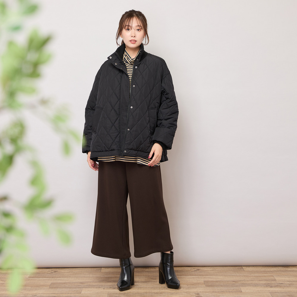 ダイヤ柄キルト加工中綿ジャケット11