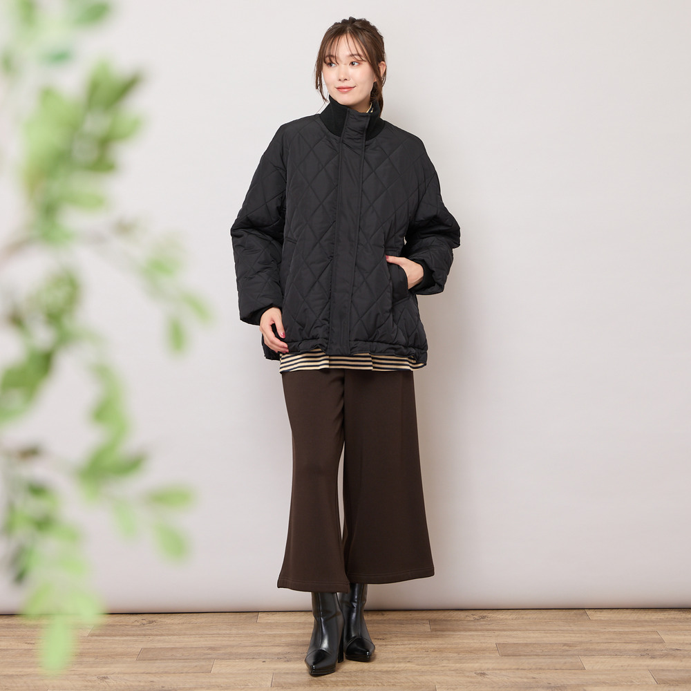 ダイヤ柄キルト加工中綿ジャケット13
