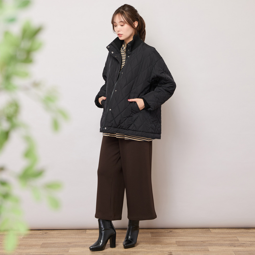ダイヤ柄キルト加工中綿ジャケット14
