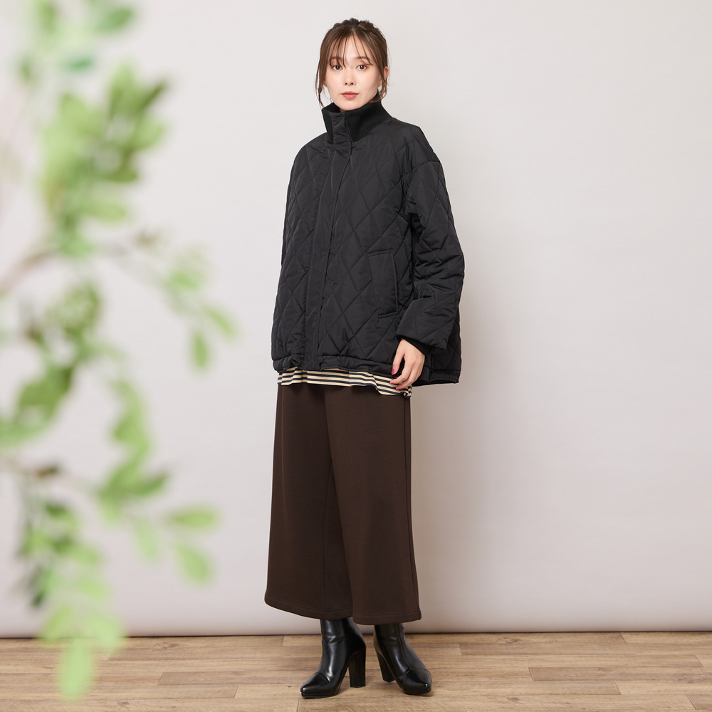 ダイヤ柄キルト加工中綿ジャケット15