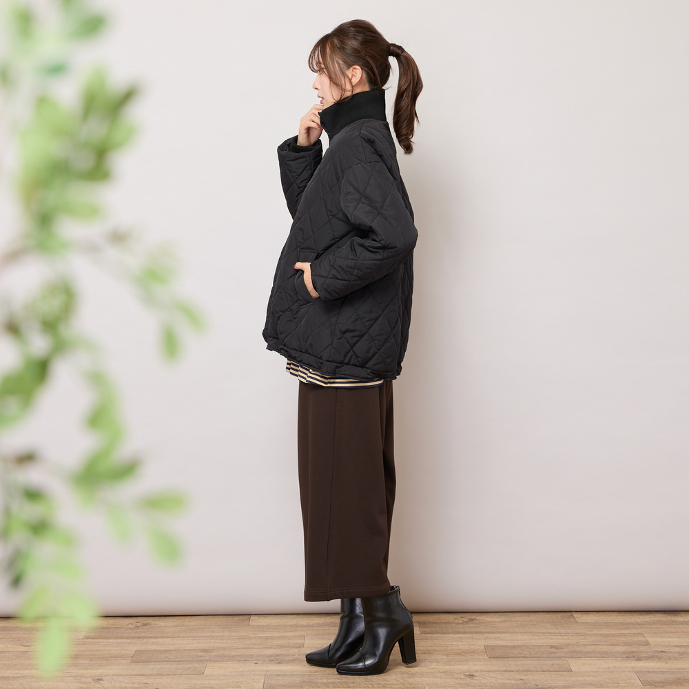 ダイヤ柄キルト加工中綿ジャケット16