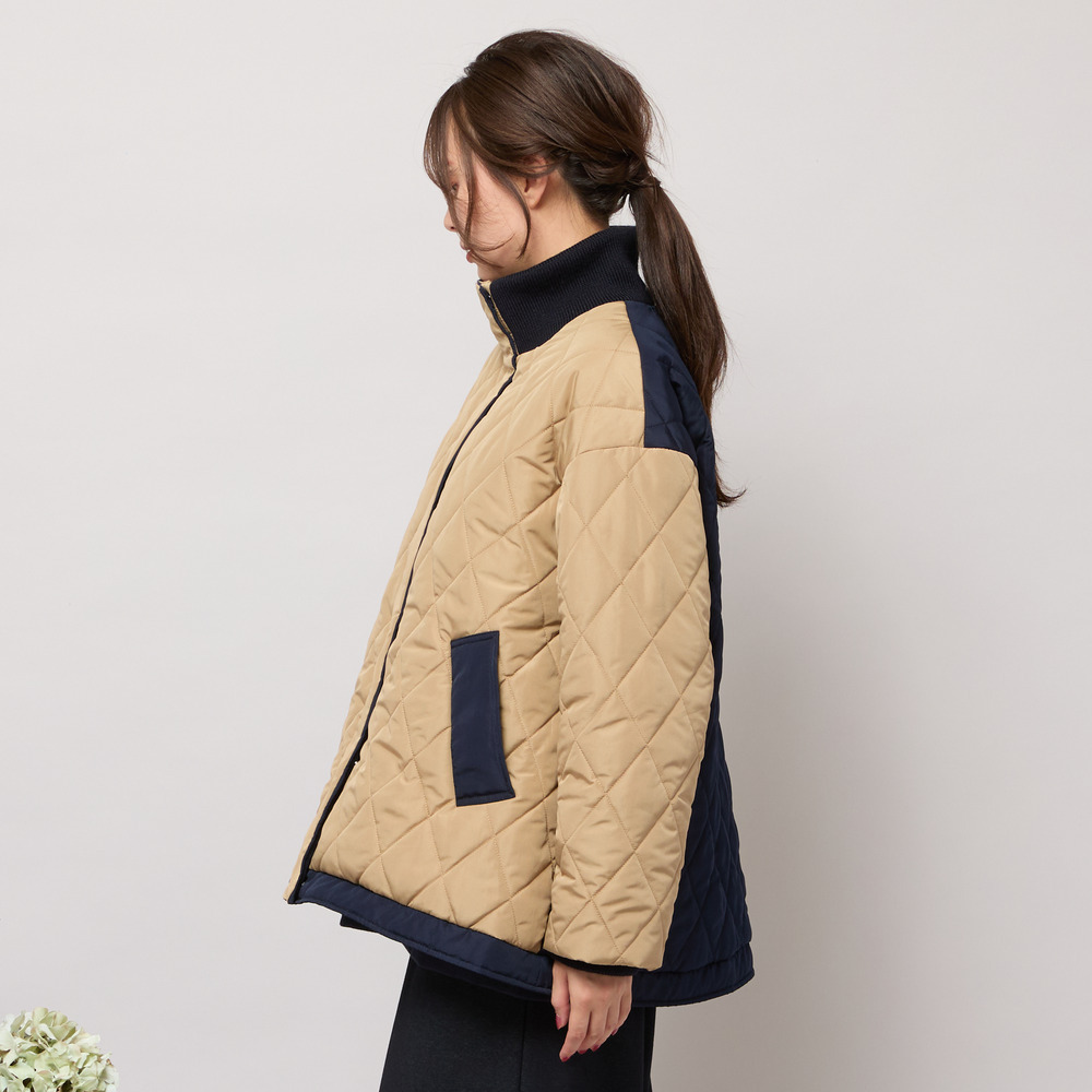 ダイヤ柄キルト加工中綿ジャケット2