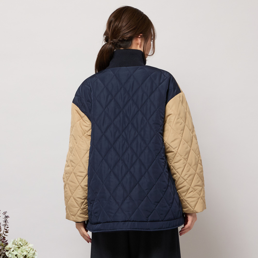 ダイヤ柄キルト加工中綿ジャケット3