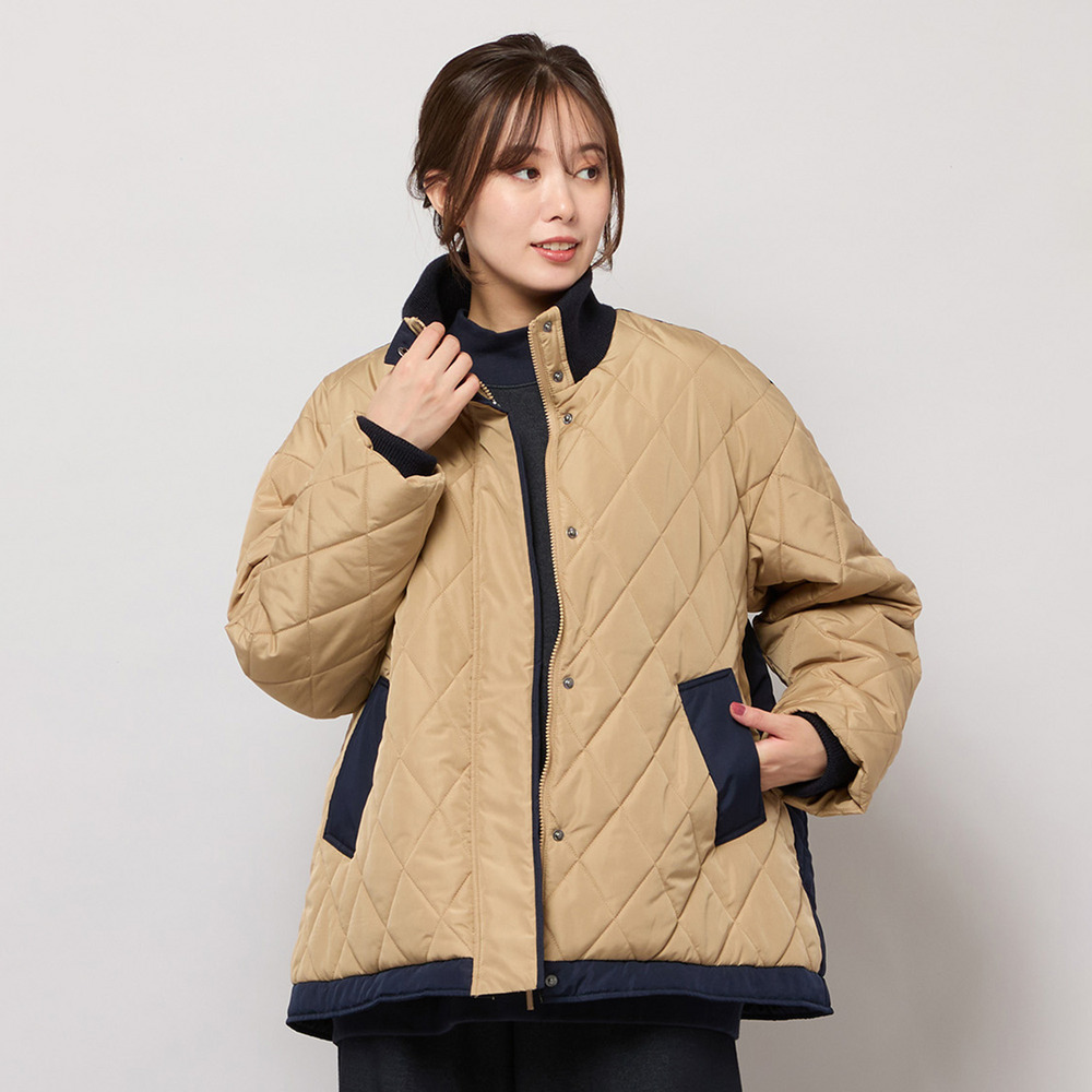 ダイヤ柄キルト加工中綿ジャケット4