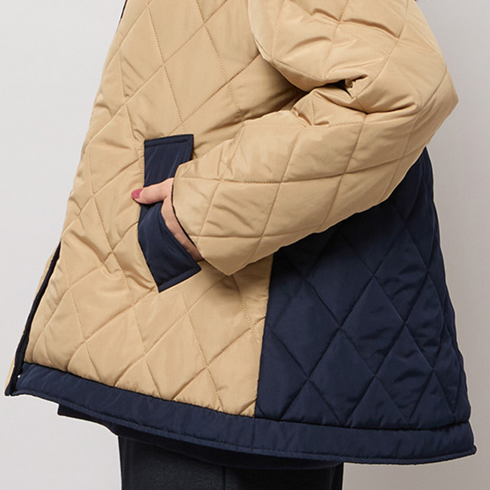 ダイヤ柄キルト加工中綿ジャケット9