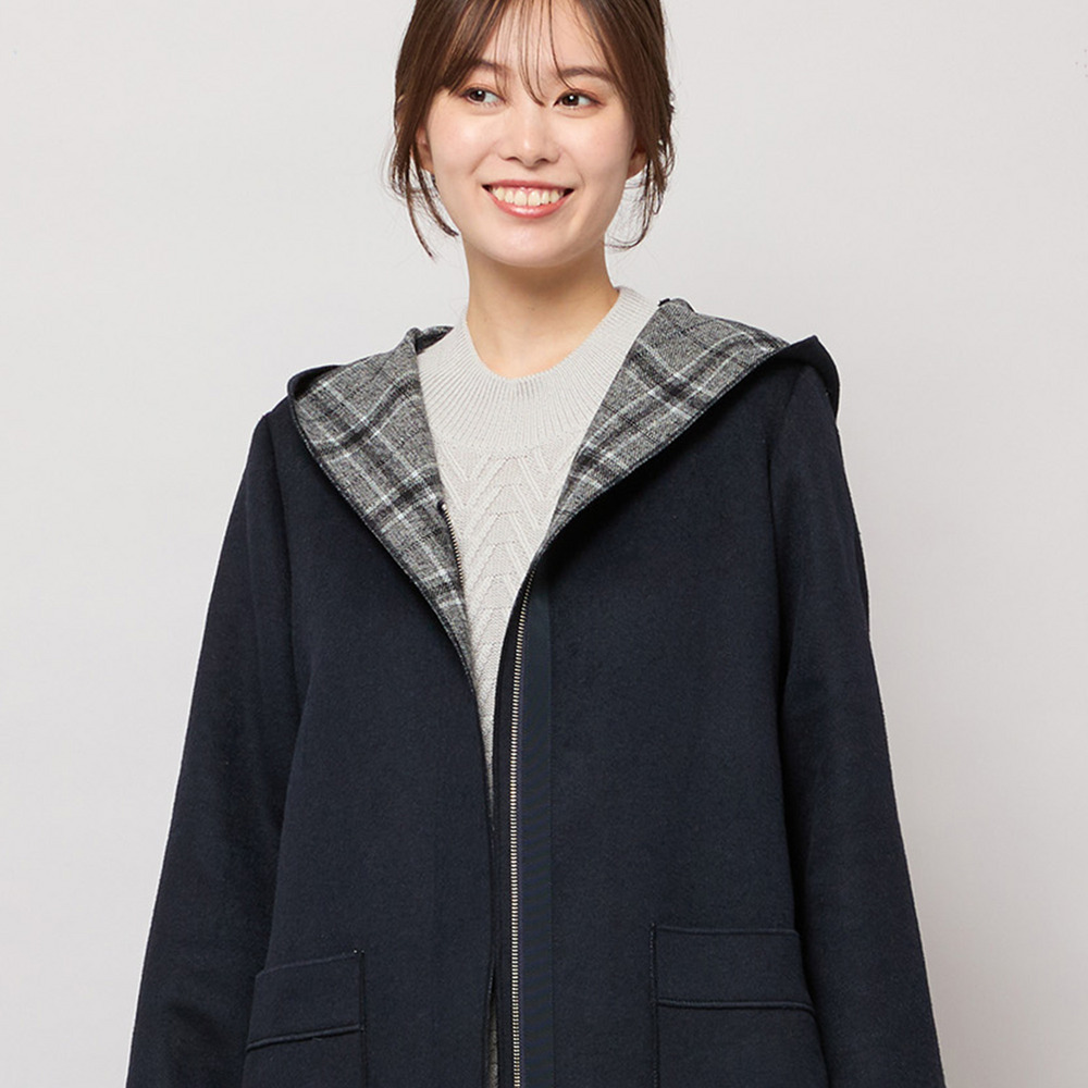 リバーチェックフーディーコート2