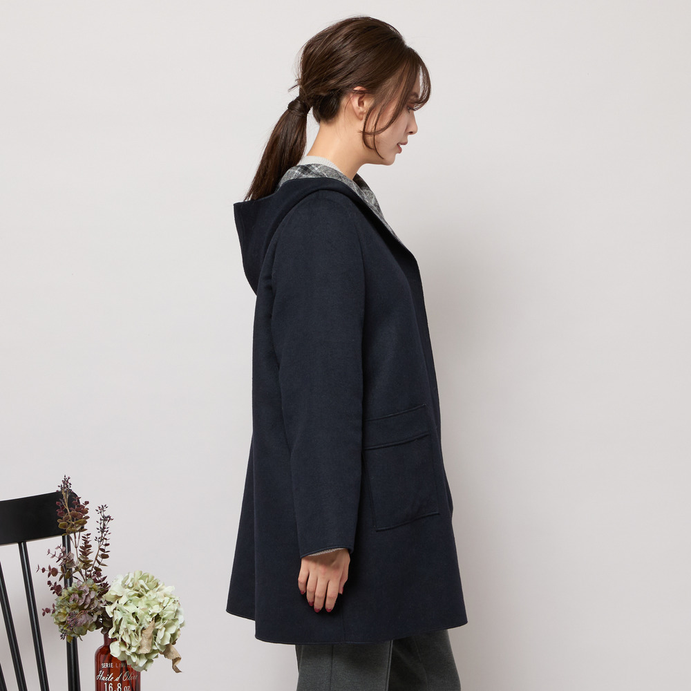 リバーチェックフーディーコート3