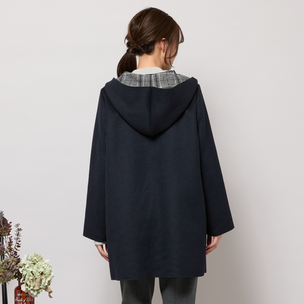 リバーチェックフーディーコート4