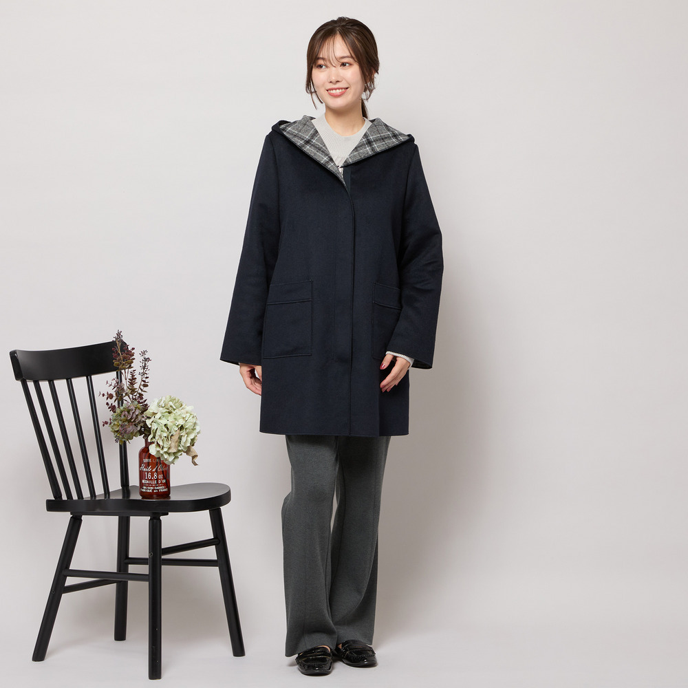 リバーチェックフーディーコート5