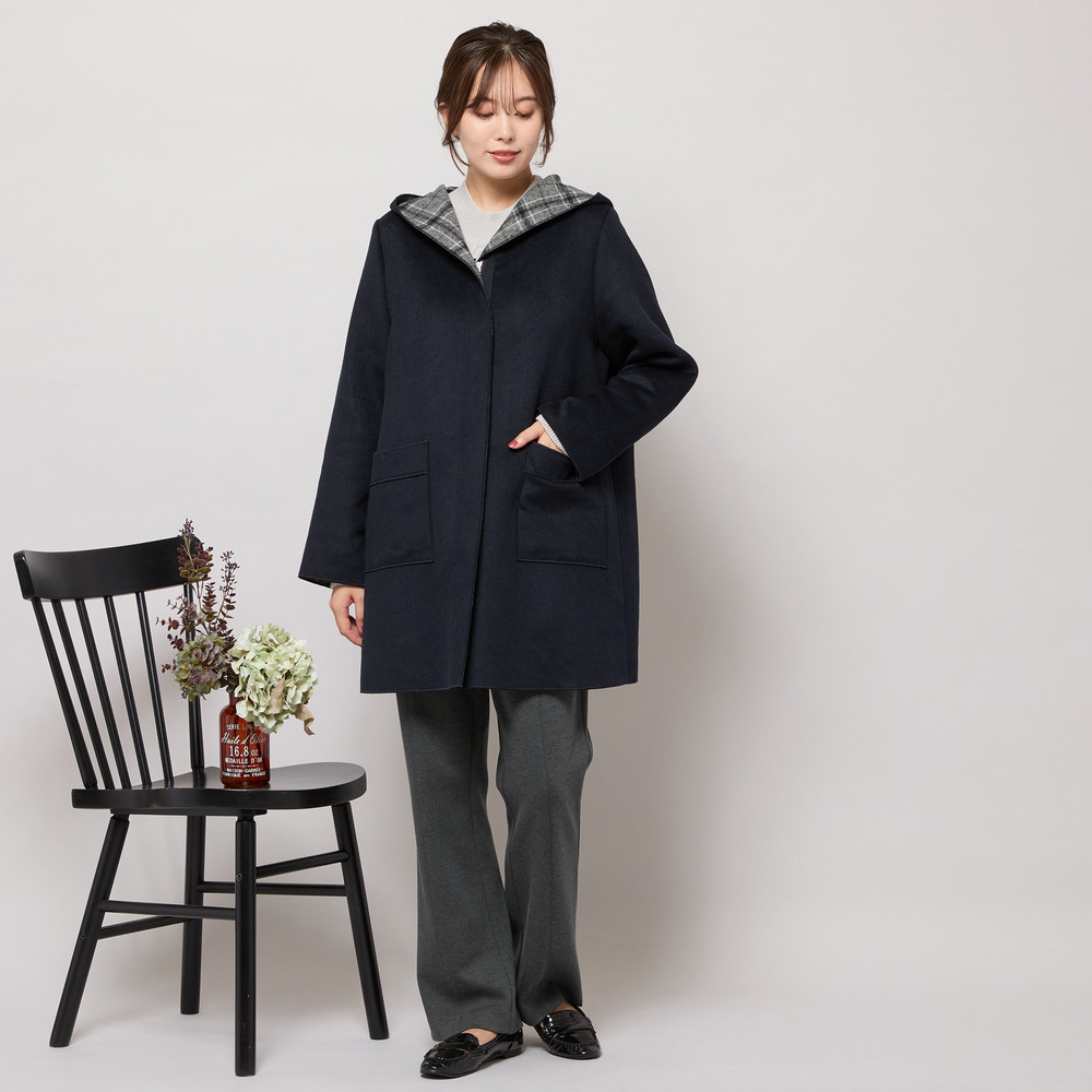 リバーチェックフーディーコート6