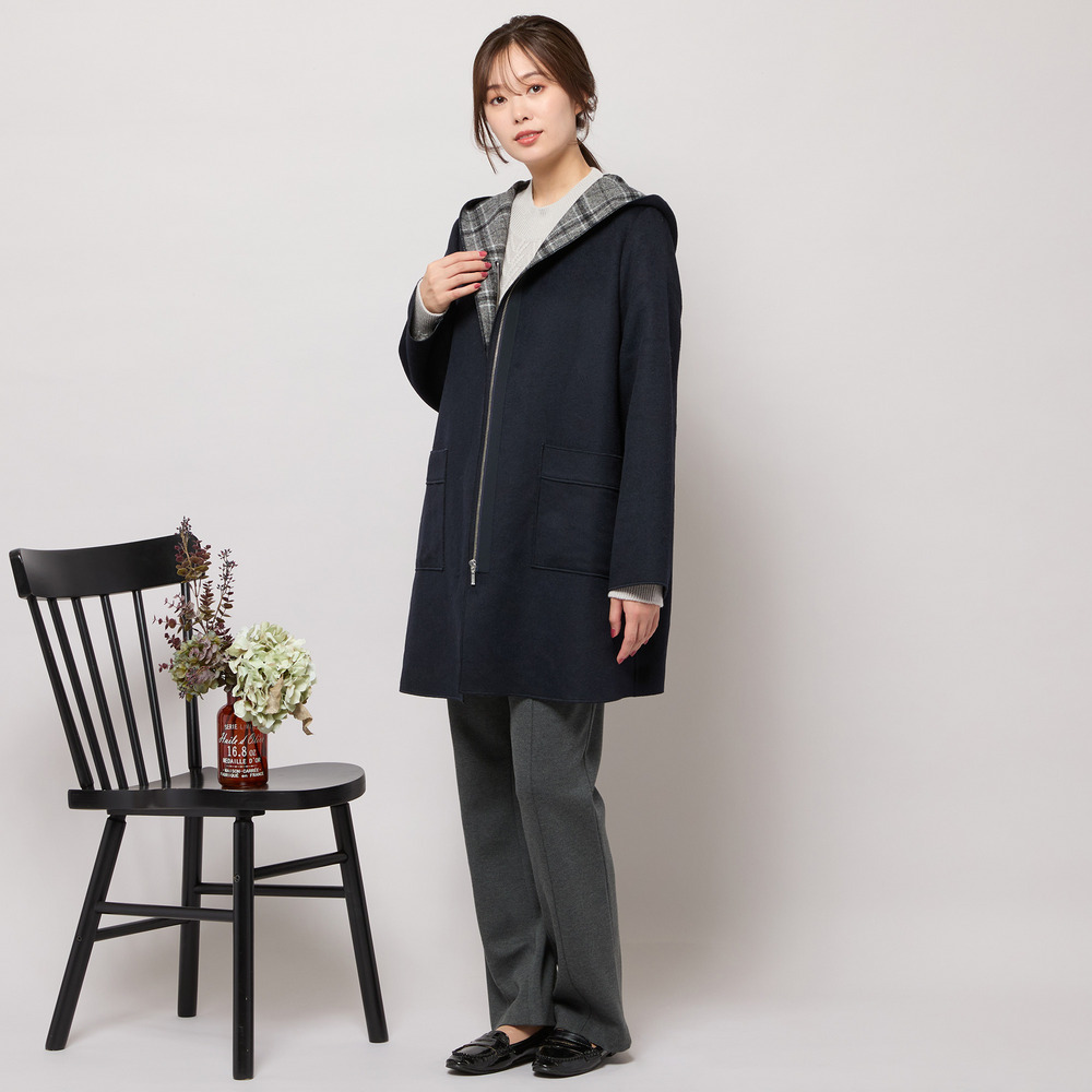 リバーチェックフーディーコート7