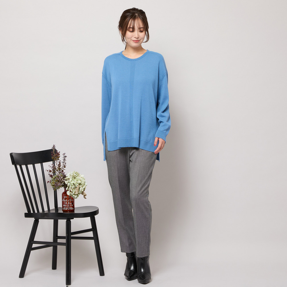 ワンカラー・サイドスリットニットトップ12