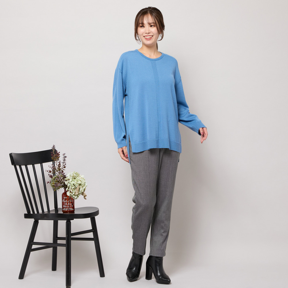 ワンカラー・サイドスリットニットトップ13