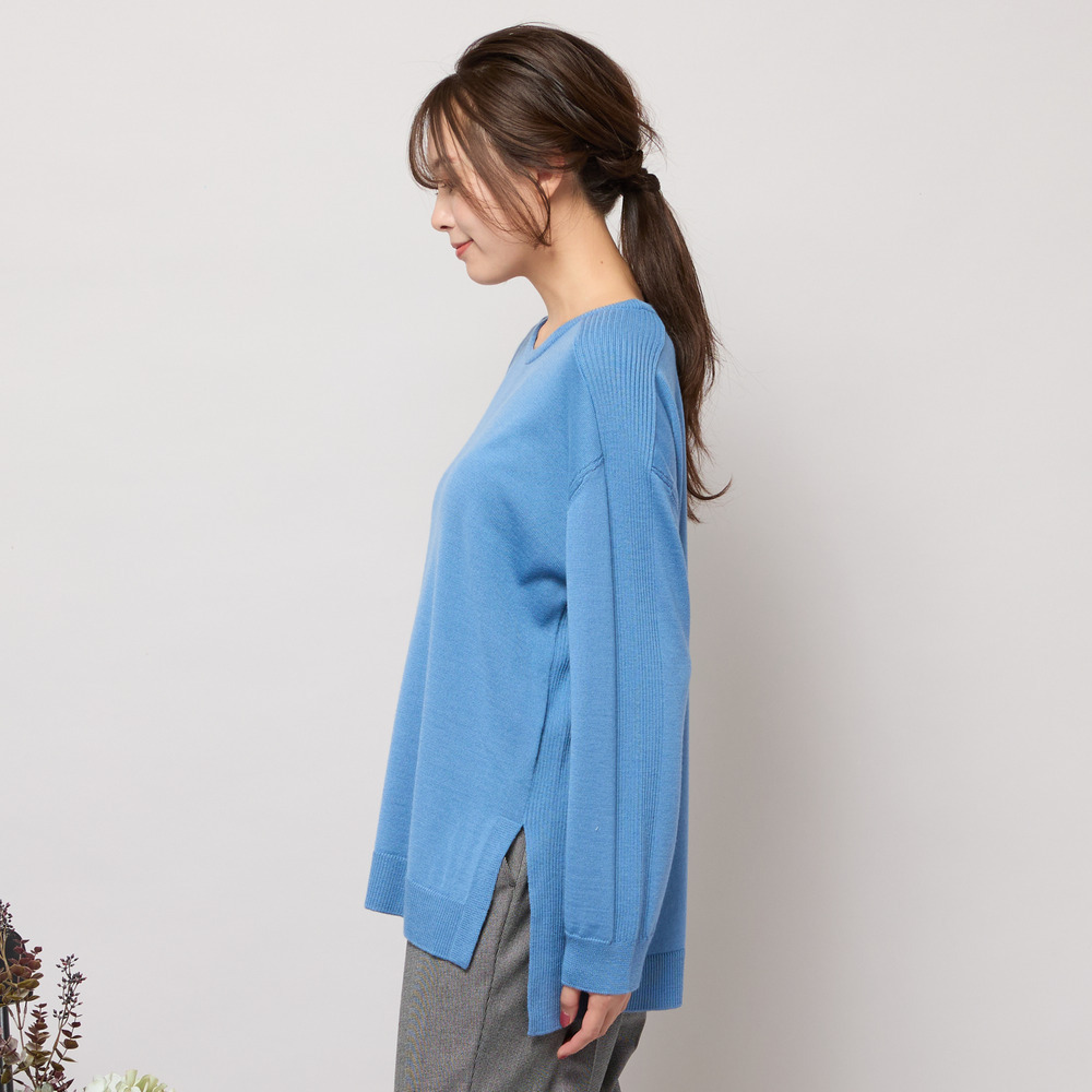 ワンカラー・サイドスリットニットトップ9