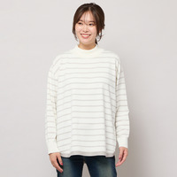 ハイネックボーダー柄ニットトップ