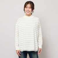 ハイネックボーダー柄ニットトップ