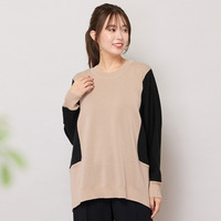 バイカラー配色・ドルマンスリーブニット